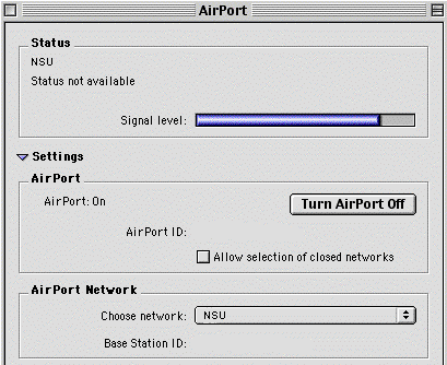 AirPort Choose Network Name screen