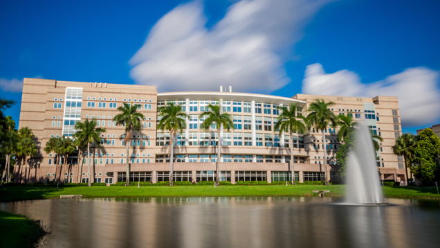 Fort Lauderdale and Davie campus lake view with slow shutter camera effect