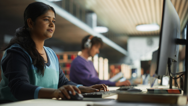 Computer sciences students concentrated at computer
