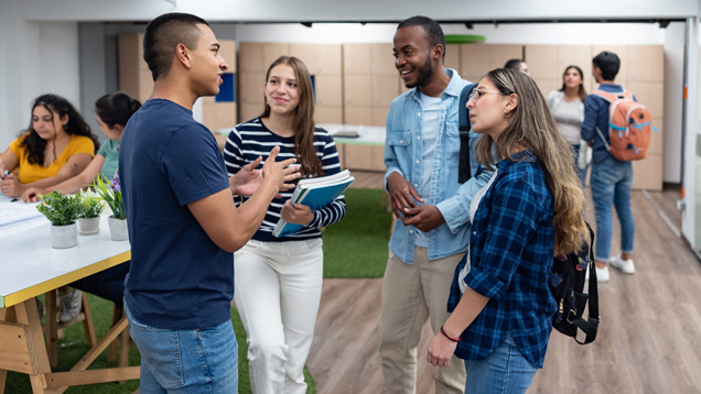 Students speaking at event