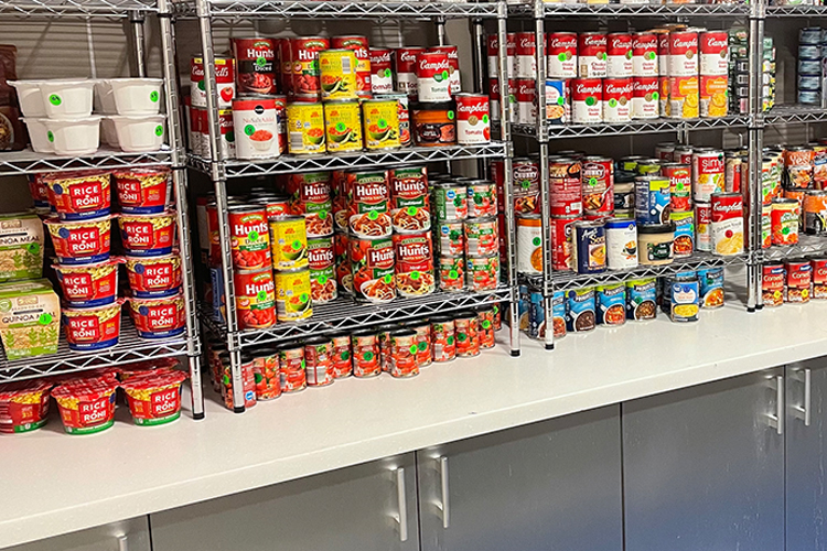 Food pantry full of cans in the room