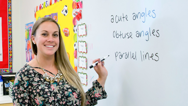 Teacher teaching math content in board