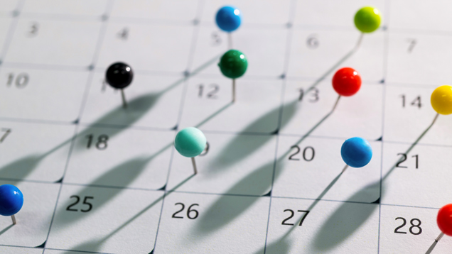 Calendar with pins symbolizing appointments