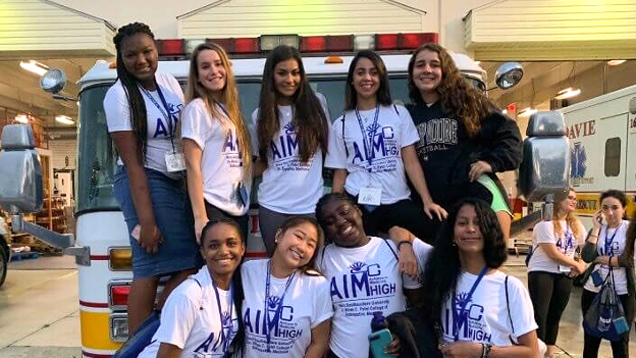 AIM High School students at Town of Davie Firehouse