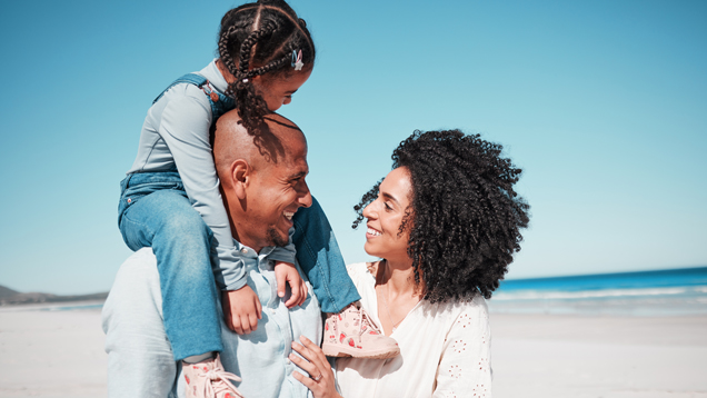 Family at the beach portrait