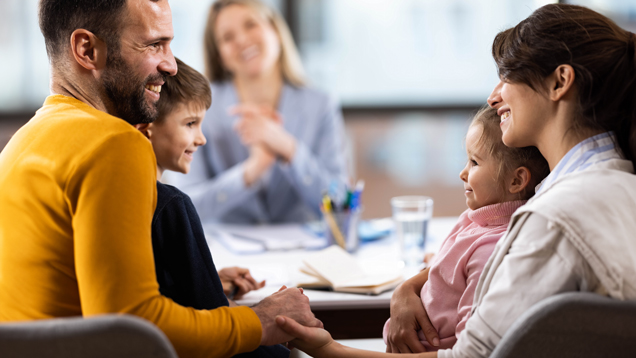 Family having a meeting with doctoral therapist