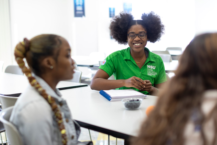 Academic advising students speaking