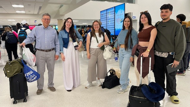 2024 travel study program Spain students on airport