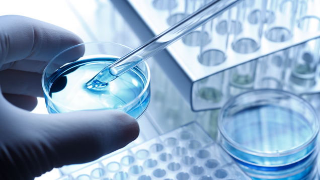 Pharmacy scientist taking sample using pipette closeup