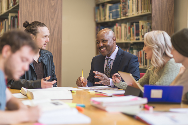 Faculty sitting to discus scope of projects