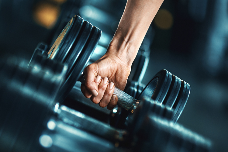 Gym weights closeup