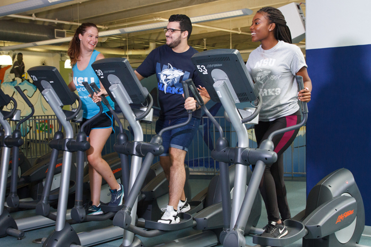 Three students at the gym