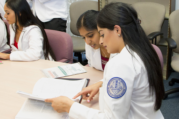 NSU doctors reviewing documents during a meeting