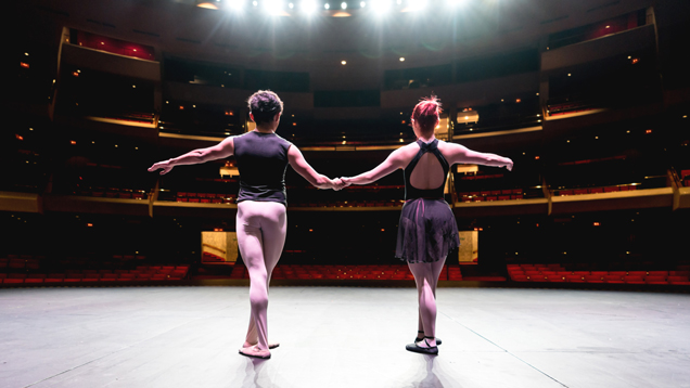 Ballet dancers on stage performing arts