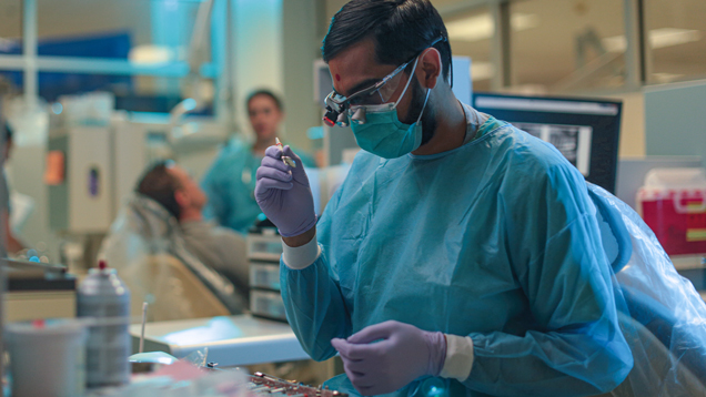 Dental student on the lab