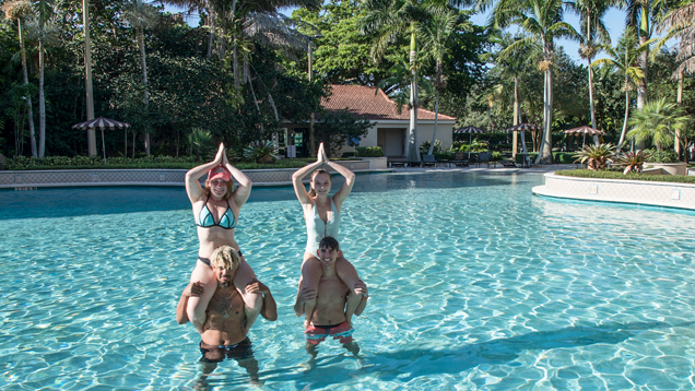 Fins up students at the pool recreation