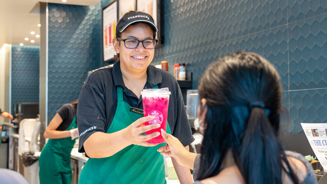 Student getting some coffee or juice