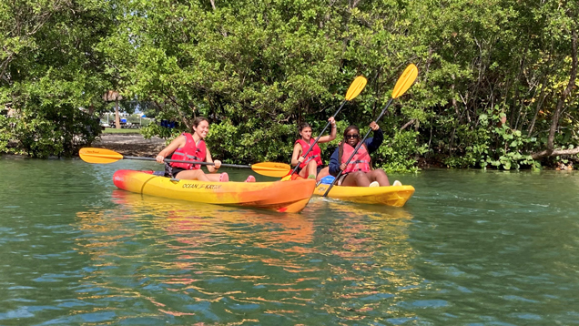 Kayaking on water