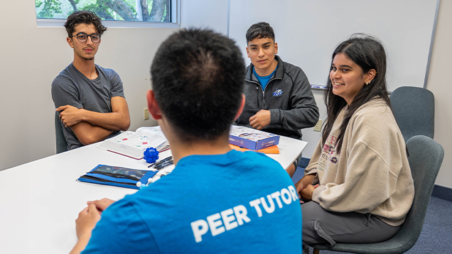 NSU peer tutor helping students