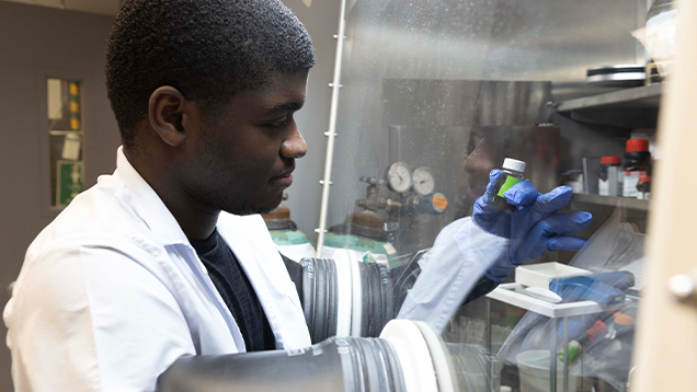 NSU student doing research in a lab