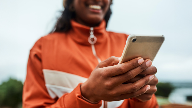 Student registering in phone for upcoming activities