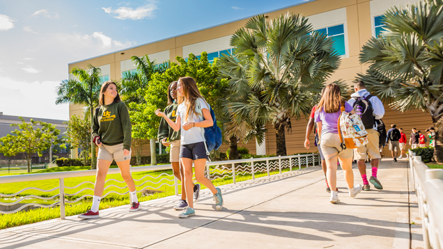 Students walking on campus