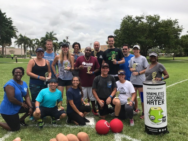 NSU employees posing for a photo after winning field day activities