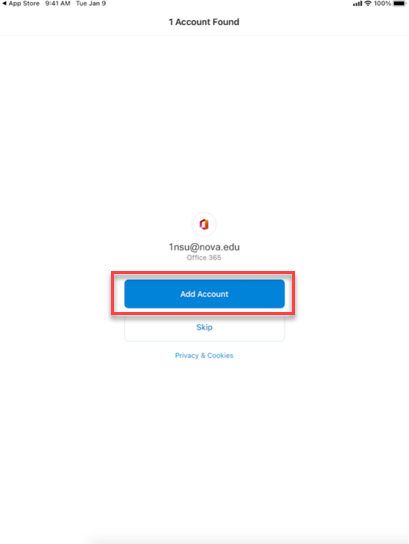 Add account screenshot