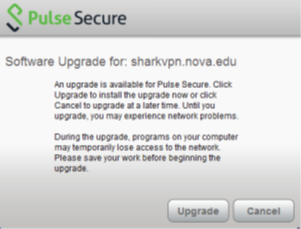 Software upgrade screenshot