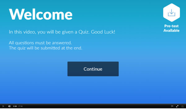 Sample of Welcome message when quiz is created