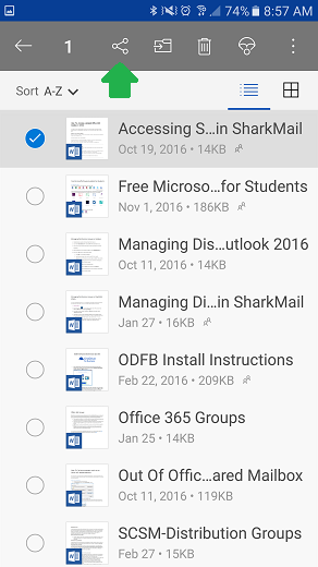 Share a file using the OneDrive mobile app