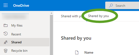 Web interface of OneDrive showing Shared by you section