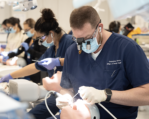 NSU dental students working on patients